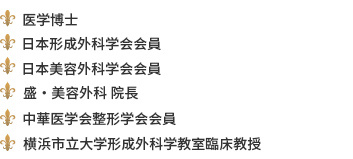 盛・美容外科 院長 医学博士 日本形成外科学会会員 日本美容外科学会会員 中華医学会整形学会会員